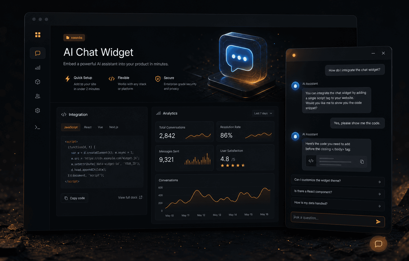 AI Chat Widget visual preview
